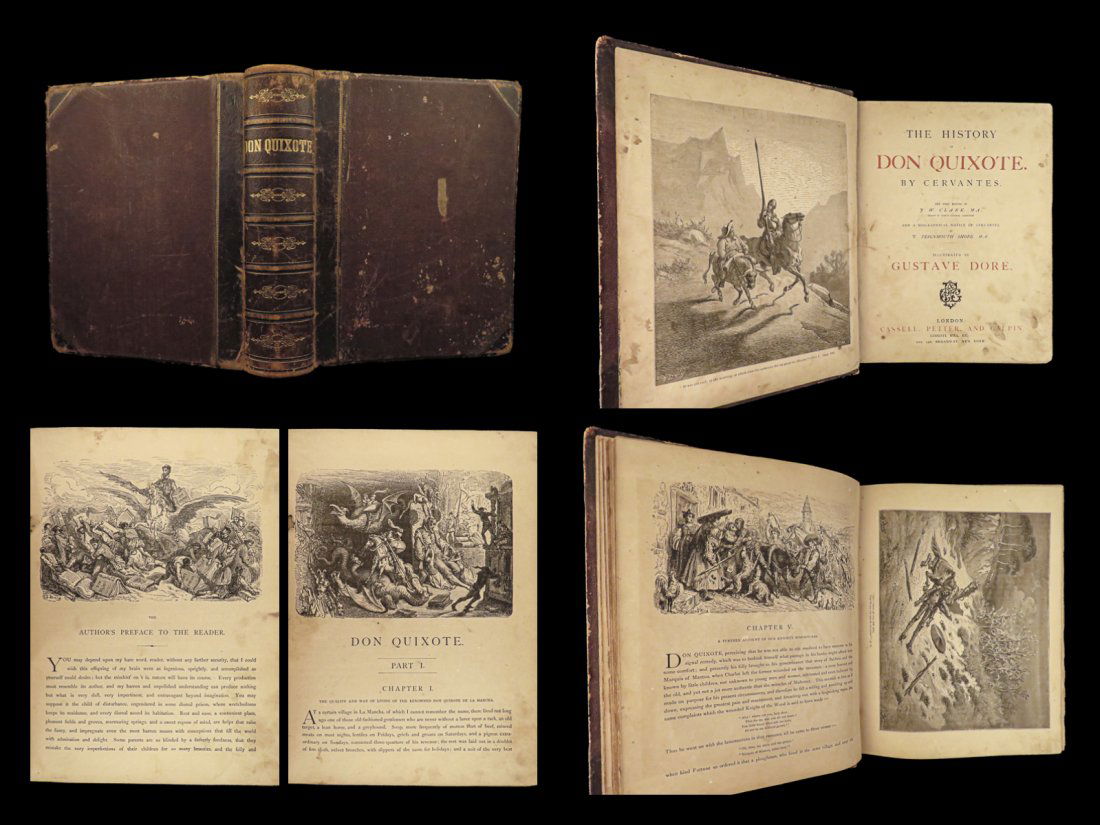 1870 HUGE Don Quixote Cervantes Gustave Dore Illustrated ART Clark English: 1870 HUGE Don Quixote Cervantes Gustave Dore Illustrated ART Clark English Famous French artist, Gustave Doré was most known for his incredible woodcut engravings. He established himself as a prolifi