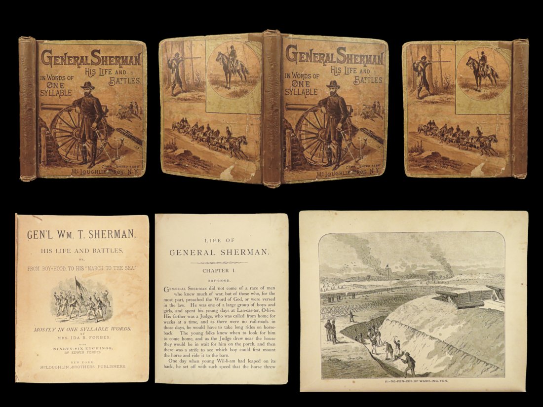 1886 CIVIL WAR 1ed General William Tecumseh Sherman Life Childrens Illustrated: 1886 CIVIL WAR 1ed General William Tecumseh Sherman Life Childrens Illustrated “Genl Wm. T. Sherman, His Life and Battles” by Mrs. Ida B. Forbes, is a biography of General William Tecumseh She