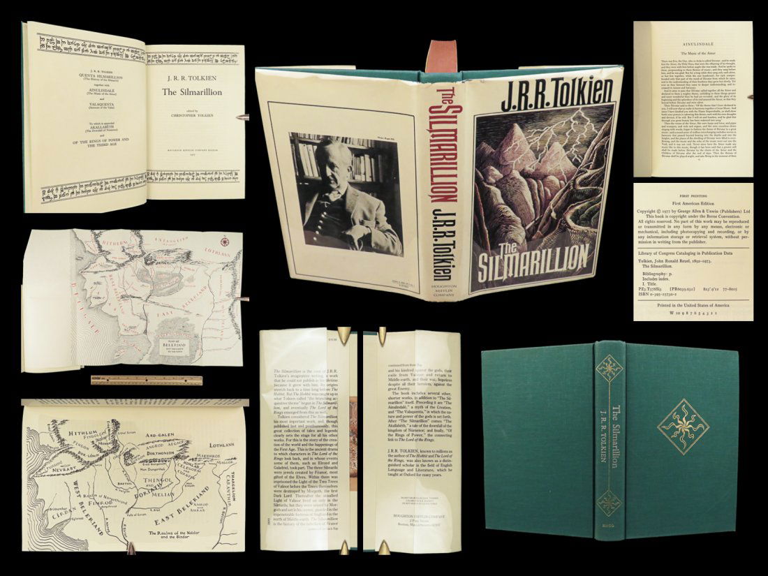 1977 JRR Tolkien 1st ed /1st printing Silmarillion Lord of the Rings + MAP (1 of 10)