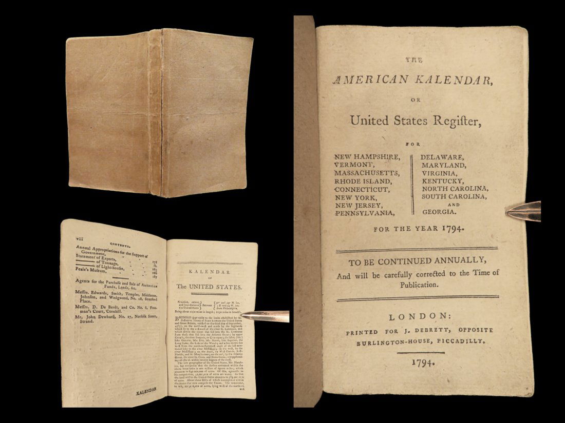 1794 RARE American Kalendar 1ed US Post Office MINT EAGLE Gold Coins Sam Adams (1 of 10)