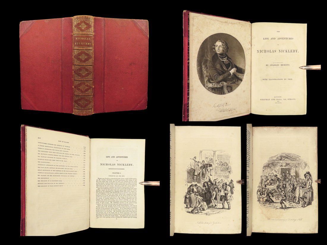 1839 Charles Dickens 1st Nicholas Nickleby Novel Social Satire Illustrated Phiz (1 of 10)
