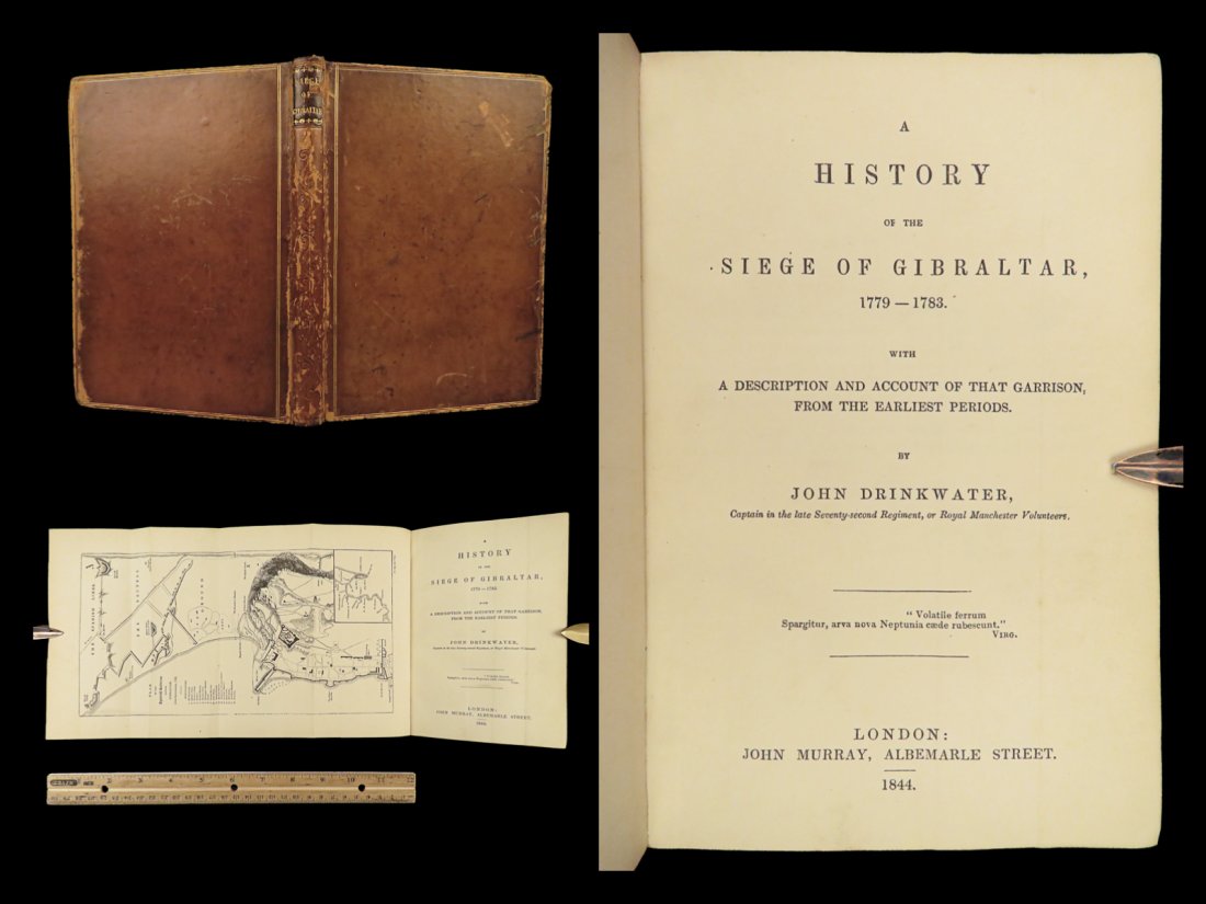 1844 Siege of Gibraltar American Revolution SPAIN France Drinkwater MAP History (1 of 10)