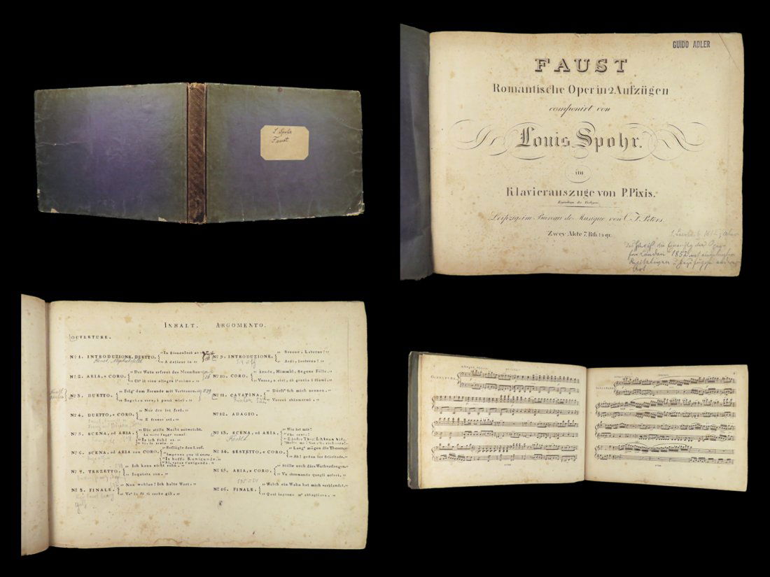 1850 FAUST Spohr Classical MUSIC Opera 4-hand Piano Score German RARE Goethe: 1850 FAUST Spohr Classical MUSIC Opera 4-hand Piano Score German RARE Goethe Louis Spohr was a 19th-century German composer whose works were overshadowed by the greats of the Classical and Romantic pe
