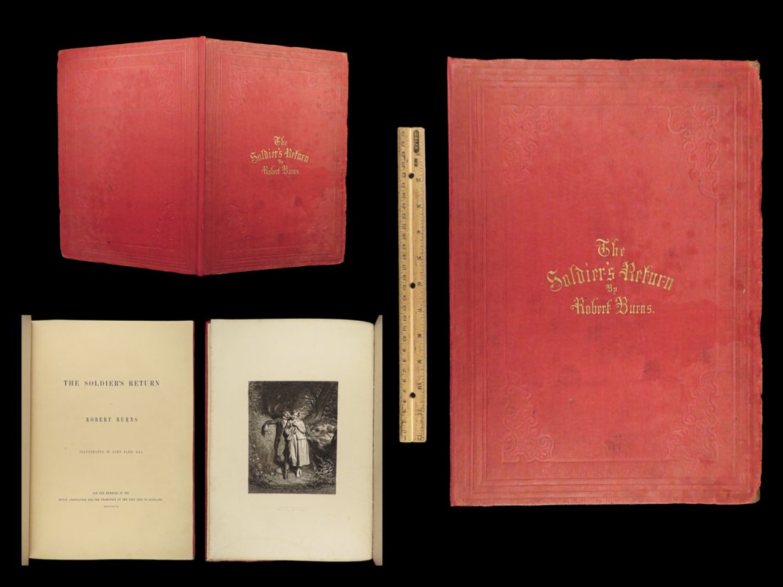1857 ENORMOUS 1ed Robert Burns Soldiers Return FOLIO Faed ART Scottish Poem (1 of 10)