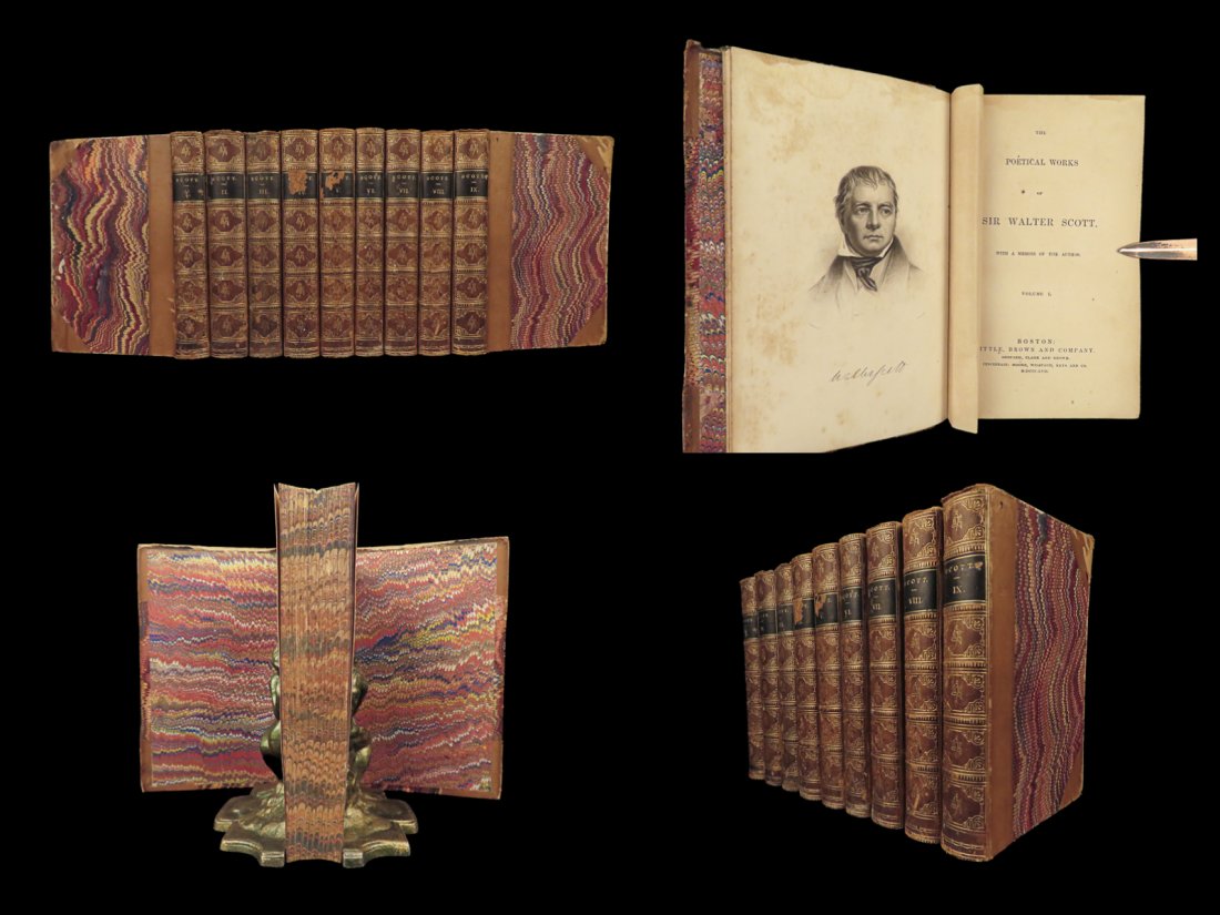 1857 SCOTTISH Sir Walter Scott Lady of the Lake 9v Leather Set Scotland (1 of 10)