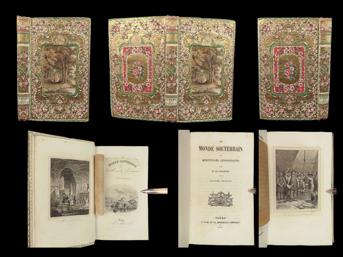 1859 BEAUTIFUL BINDING Underground World Geology Volcanoes CAVES Coal Fossils (1 of 10)