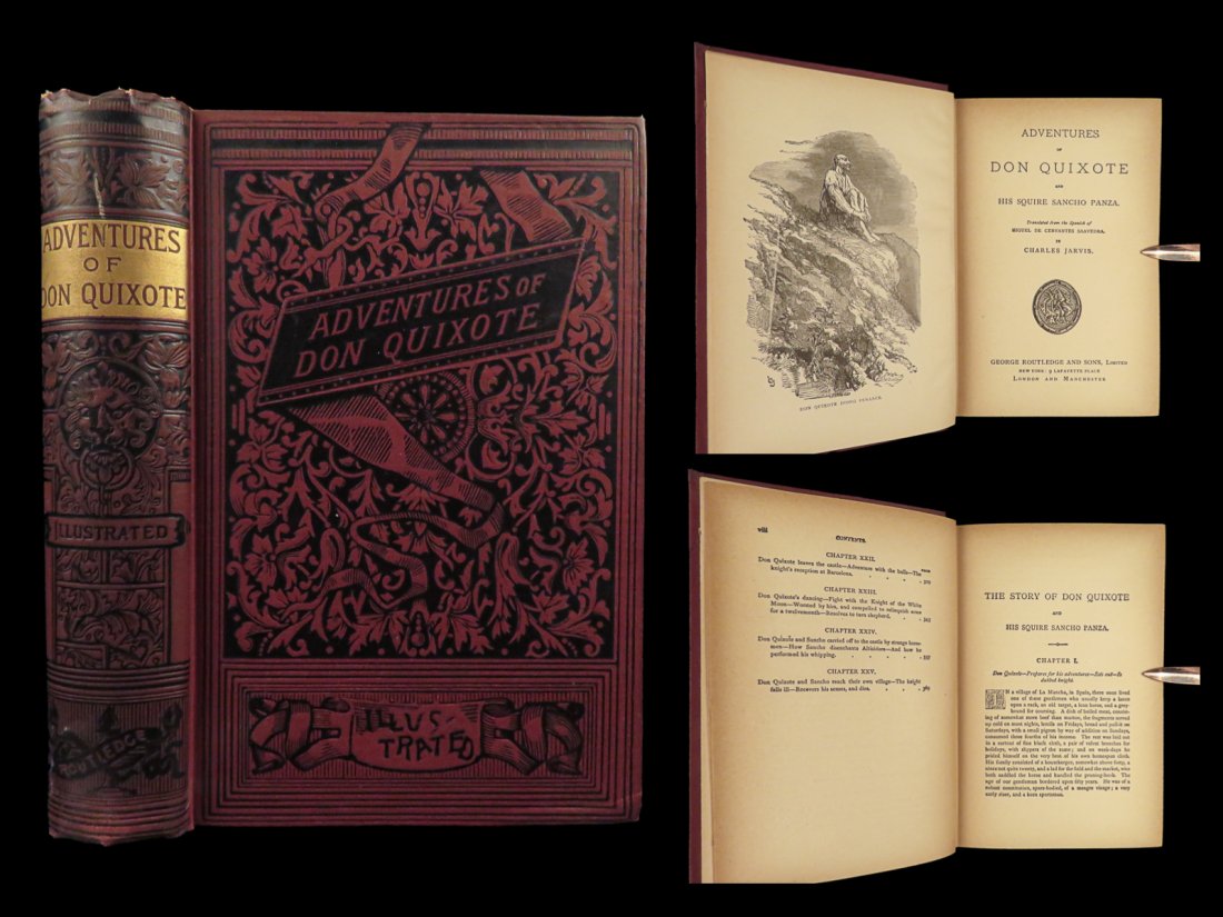 1871 Don Quixote Jarvis ed Cervantes de la Mancha ENGLISH Décor. Binding Quijote (1 of 10)