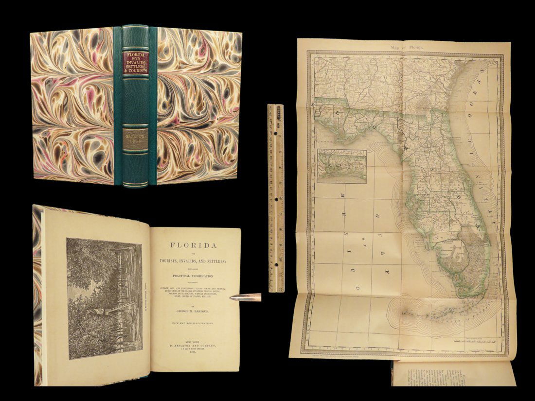 1883 FLORIDA for Tourists & Settlers Illustrated Fort Barrancas MAP Fine BINDING (1 of 10)