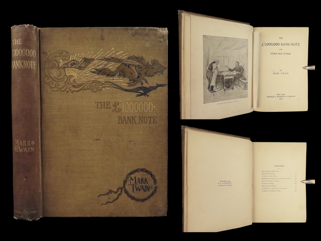 1893 Mark Twain 1st ed Million Pound Bank Note & Other Stories Comedy Humor (1 of 10)
