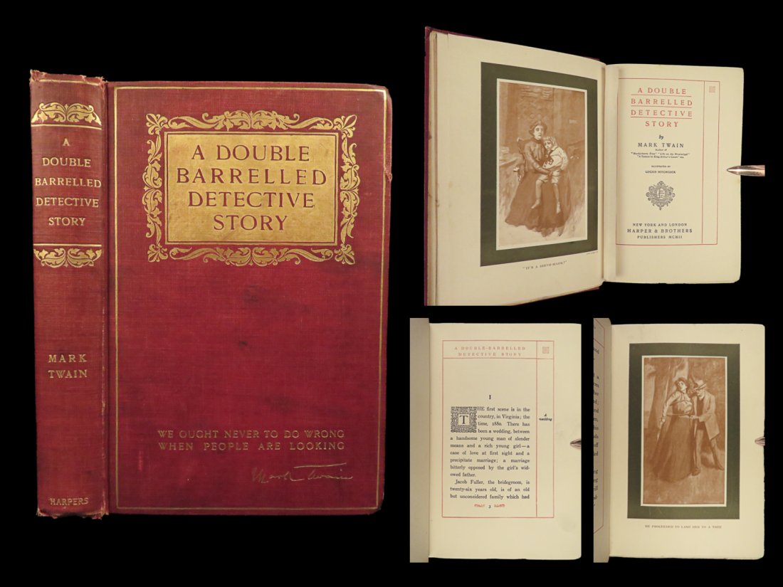 1902 Mark TWAIN 1st ed Double Barrelled Detective Sherlock Holmes RARE: 1902 Mark TWAIN 1st ed Double Barrelled Detective Sherlock Holmes RARE “How blind and unreasoning and arbitrary are some of the laws of nature - the most of them, in fact!” ? Mark Twain, The D