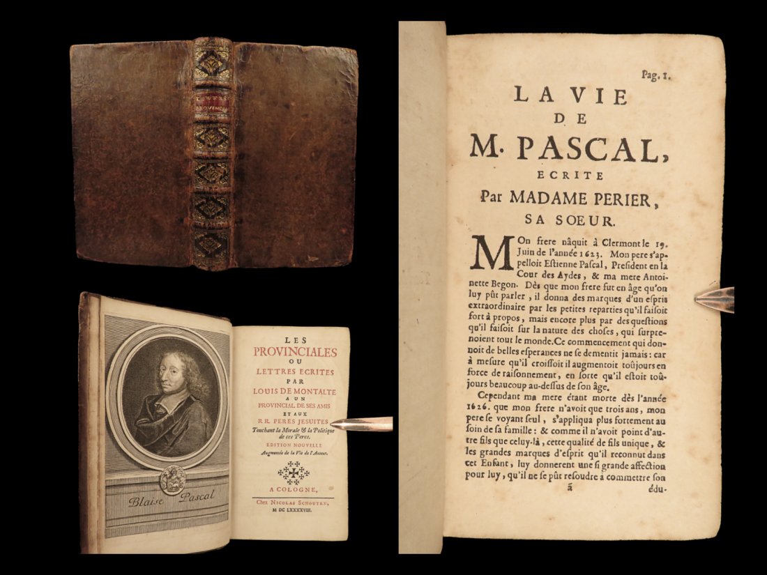 1698 Blaise PASCAL Provincial Letters Witchcraft Sorcery JESUIT Philosophy RARE (1 of 10)