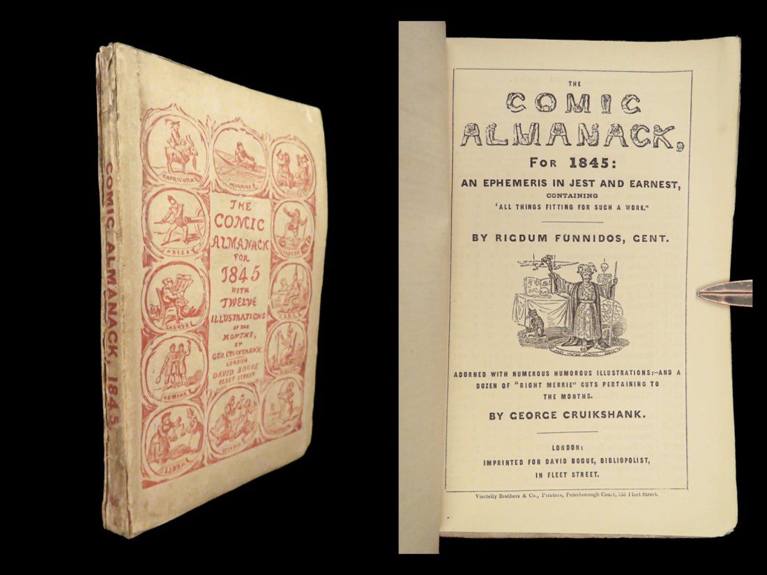 1845 George Cruikshank 1ed Comic Almanack Caricature Illustrated Etchings Humor (1 of 10)