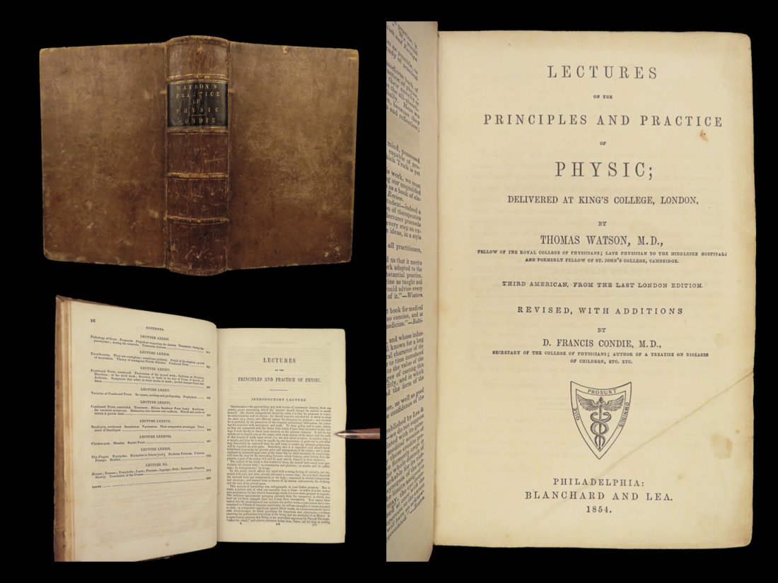 1854 MEDICINE & Surgery Practice of Physic by Thomas Watson Health Hygiene: 1854 MEDICINE & Surgery Practice of Physic by Thomas Watson Health Hygiene Thomas Watsons “Practice of Physic” was one of the leading treatises in medicine in the first half of the 19th-centur