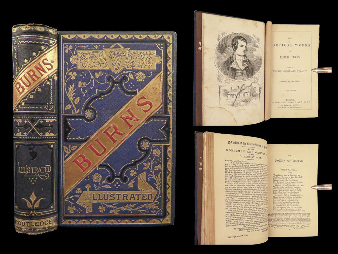 1865 Robert Burns Scottish Poems Scotland Illustrated Poetry Decorative Binding (1 of 10)