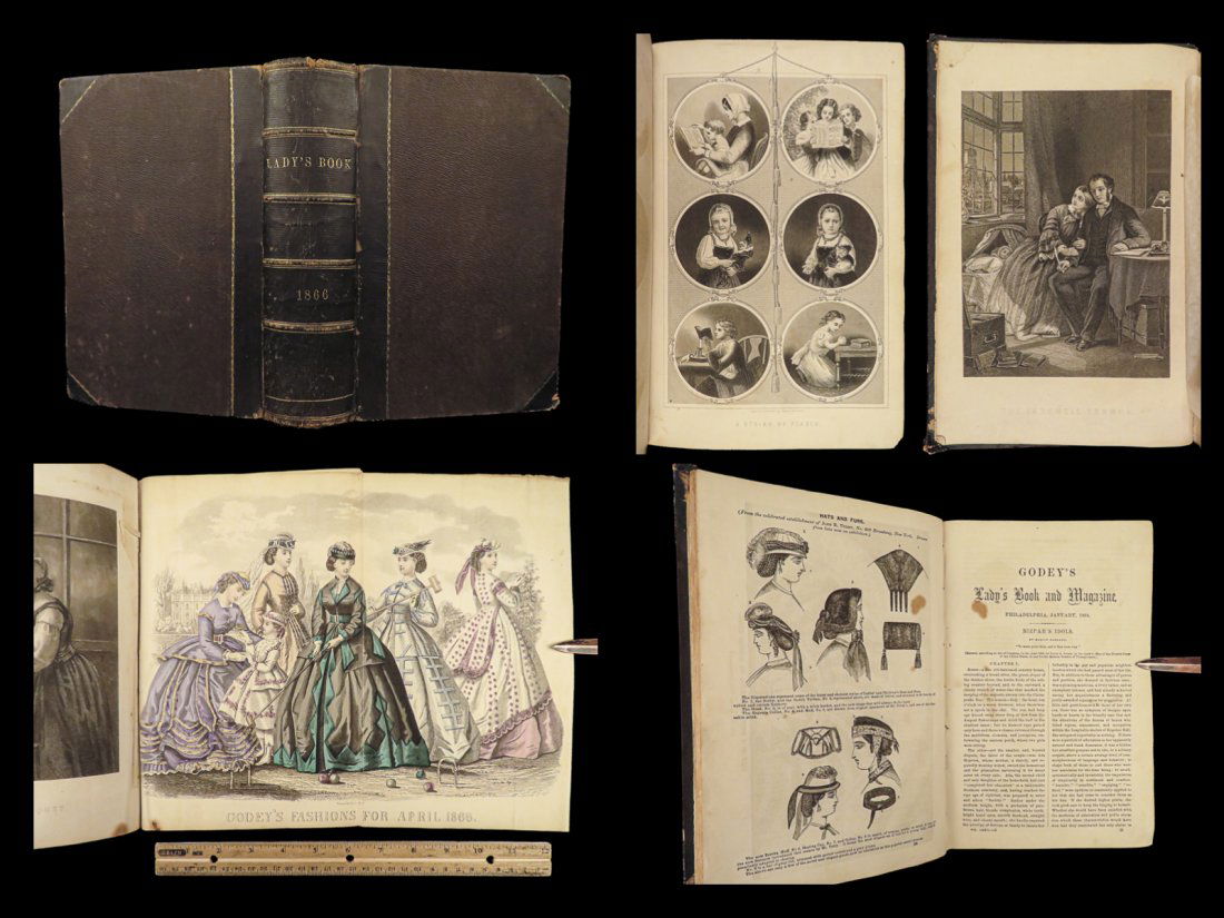 1866 FASHION Godey Ladys Book American Magazine Illustrated Dress Costume ALADDIN (1 of 10)