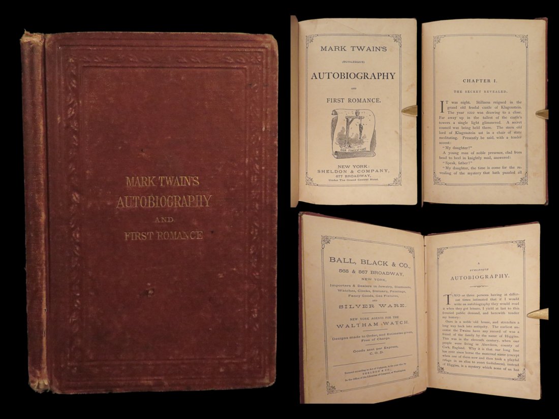1871 Mark Twain 1st ed Burlesque Autobiography & First Romance Illustrated (1 of 10)