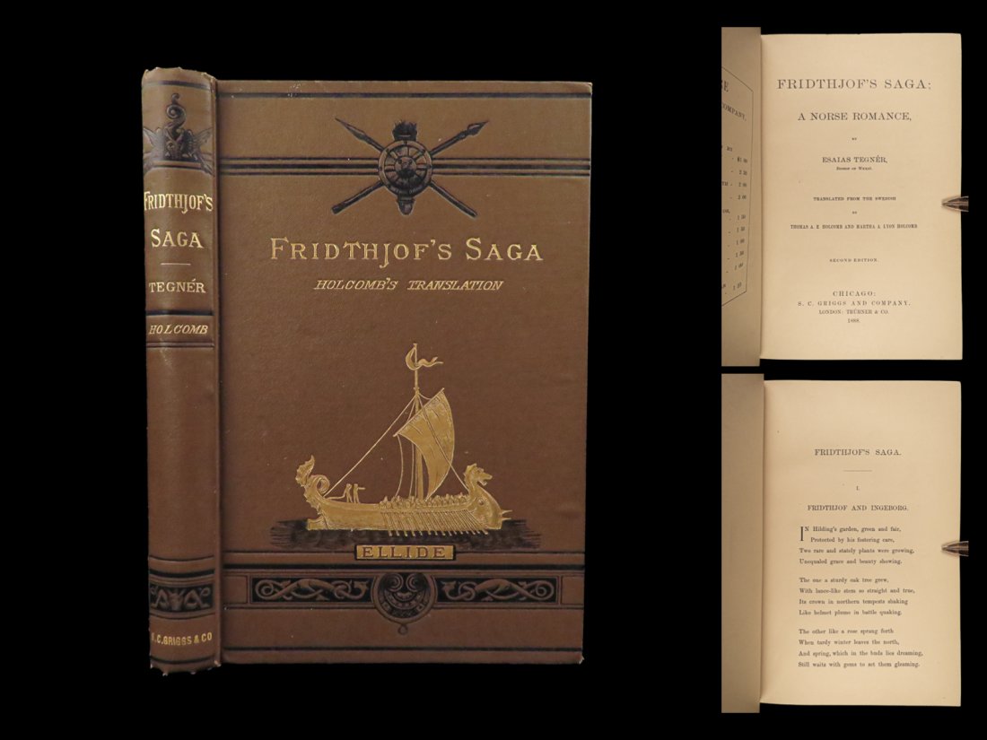 1888 VIKING Frithiofs Saga Norse Legend Romance Holcomb English Epic Poem (1 of 10)