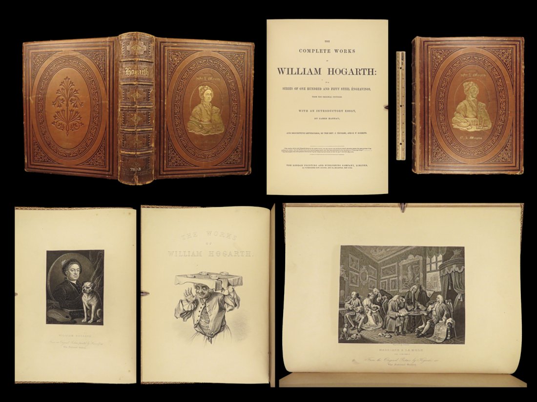 1880 BEAUTIFUL William Hogarth ART Illustrated 150 Plates Political Satire FOLIO (1 of 10)