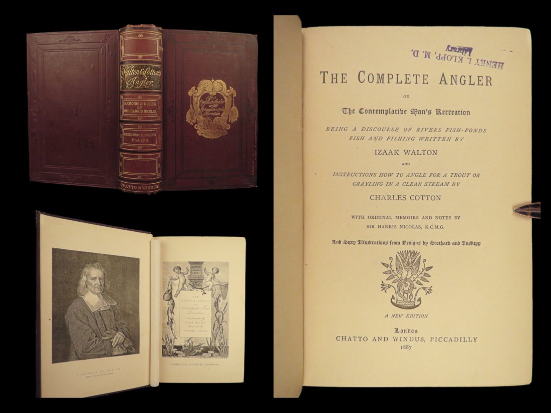 1887 FISHING Izaak Walton Cotton Complete Angler Hunting Illustrated Fish Angling (1 of 10)