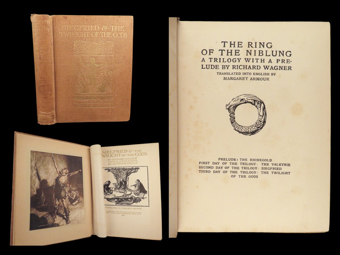 1911 Siegfried 1ed Twilight of the gods Wagner Rackham ART Ring of the Niblung: 1911 Siegfried 1ed Twilight of the gods Wagner Rackham ART Ring of the Niblung Richard Wagners “Der Ring des Nibelungen” (or “The Ring of the Niblung”) was a landmark work in the histo