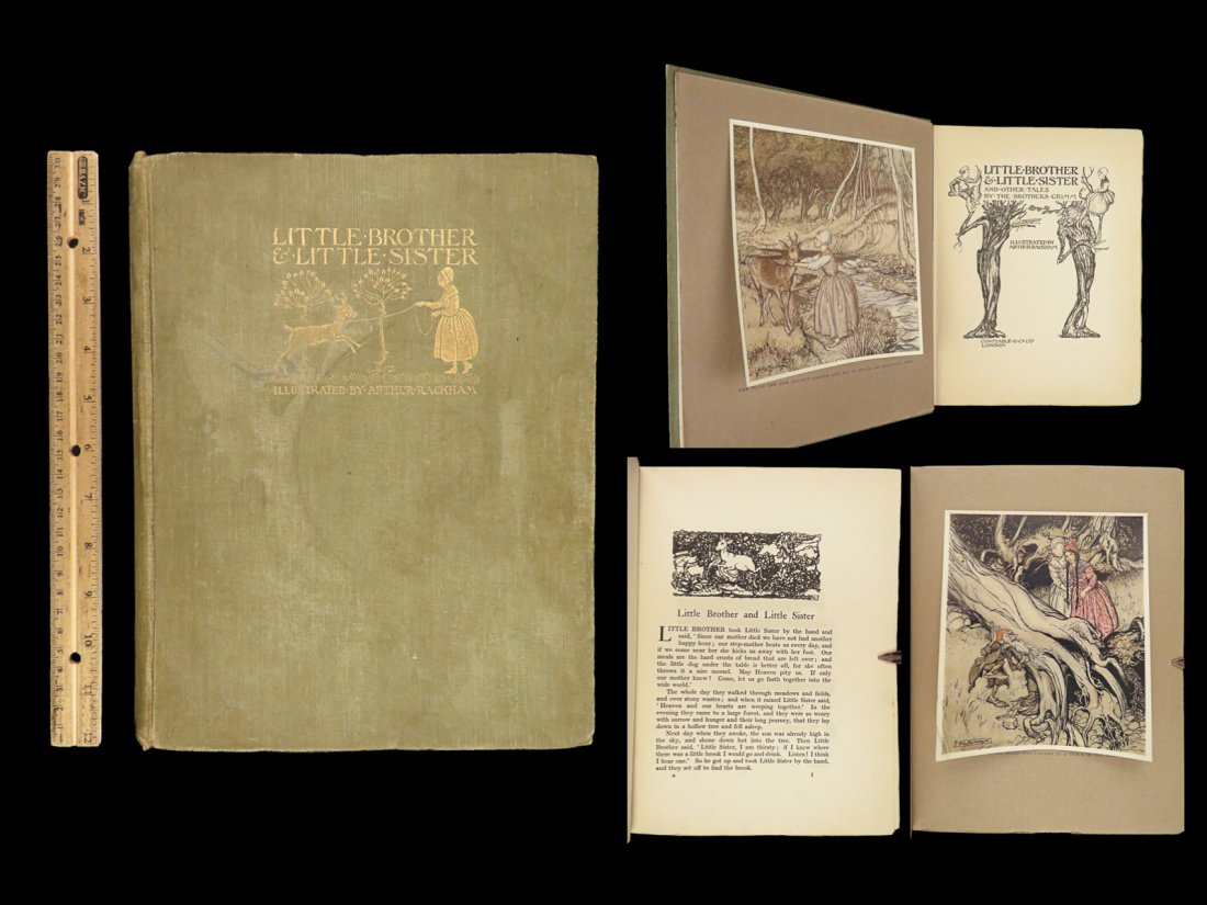 1917 GRIMM Fairy Tales 1st ed Little Brother & Sister Arthur Rackham Illustrated: 1917 GRIMM Fairy Tales 1st ed Little Brother & Sister Arthur Rackham Illustrated “How often when we are comfortable, we begin to long for something new!” ? Jacob Grimm An incredible first edit