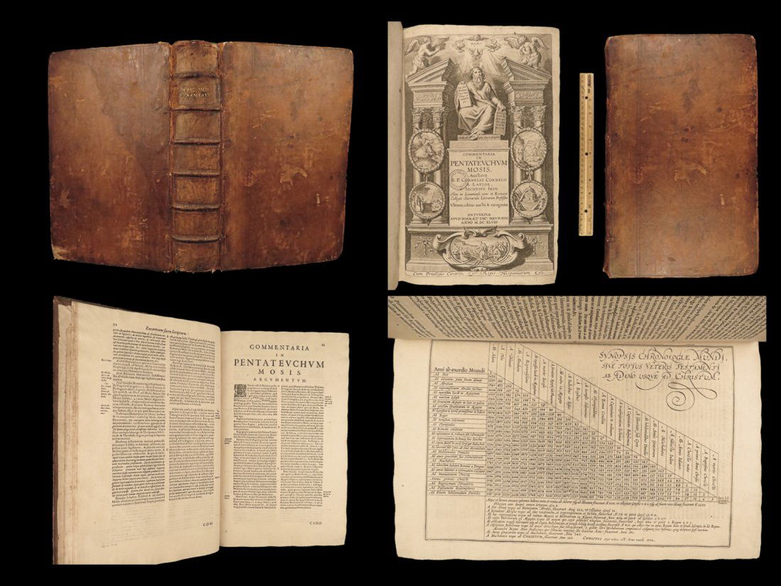 1648 HUGE OT Bible & Commentary 1ed Jesuit Cornelius Lapide Pentateuch Genesis (1 of 10)