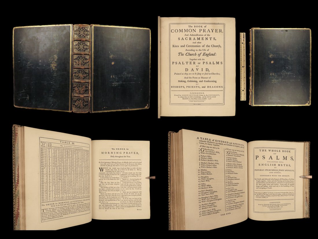 1758 FOLIO Bible Common Prayer Anglican Church England Bentham Cambridge Psalms (1 of 10)