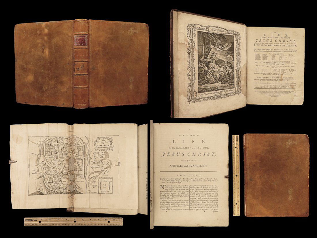 1790 Life of Jesus Christ Fleetwood Bible ART Miracles Jerusalem MAP Holy Land (1 of 10)