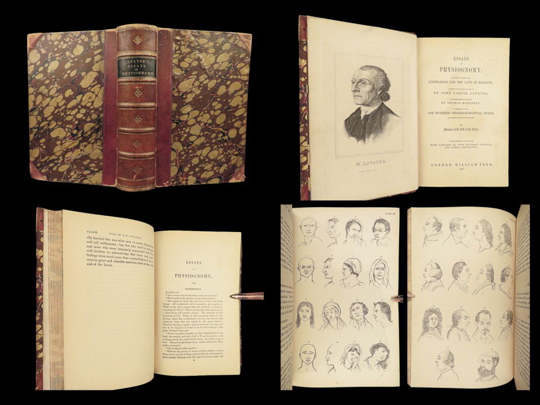 1846 Physiognomy Essays DUTCH Lavater Illustrated Occult Phrenology FINE BINDING (1 of 10)