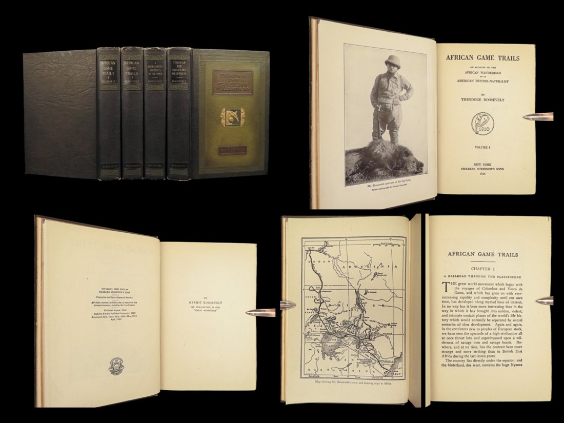 1926 Theodore Roosevelt HUNTING Works African Game Trails Outdoor Pastimes 4v (1 of 10)