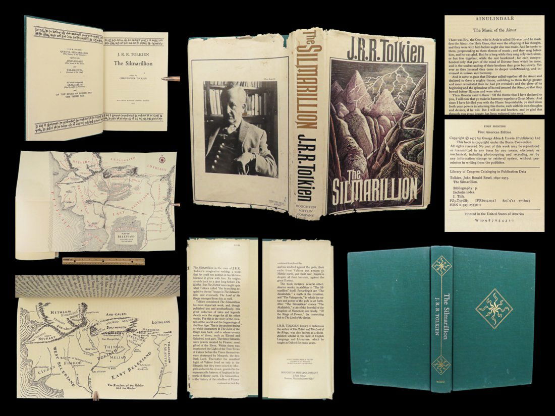 1977 JRR Tolkien 1st ed Silmarillion Lord of the Rings Middle Earth + MAP (1 of 10)