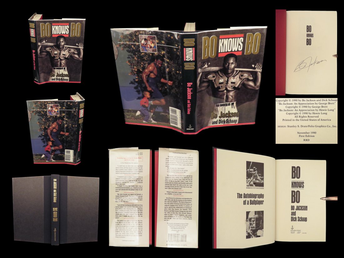 1990 Bo Jackson SIGNED 1ed Bo Knows Baseball Football Royals Raiders +orig DJ (1 of 10)