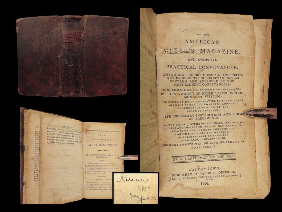 1806 ABRAHAM LINCOLN SIGNATURE 1st/1st American Clerks LAW Magazine PLEASE READ (1 of 10)