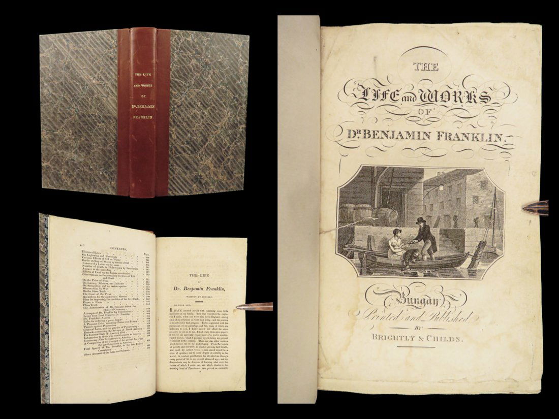 1815 RARE Benjamin Franklin Autobiography Essays America Slavery Electricity WAR (1 of 10)