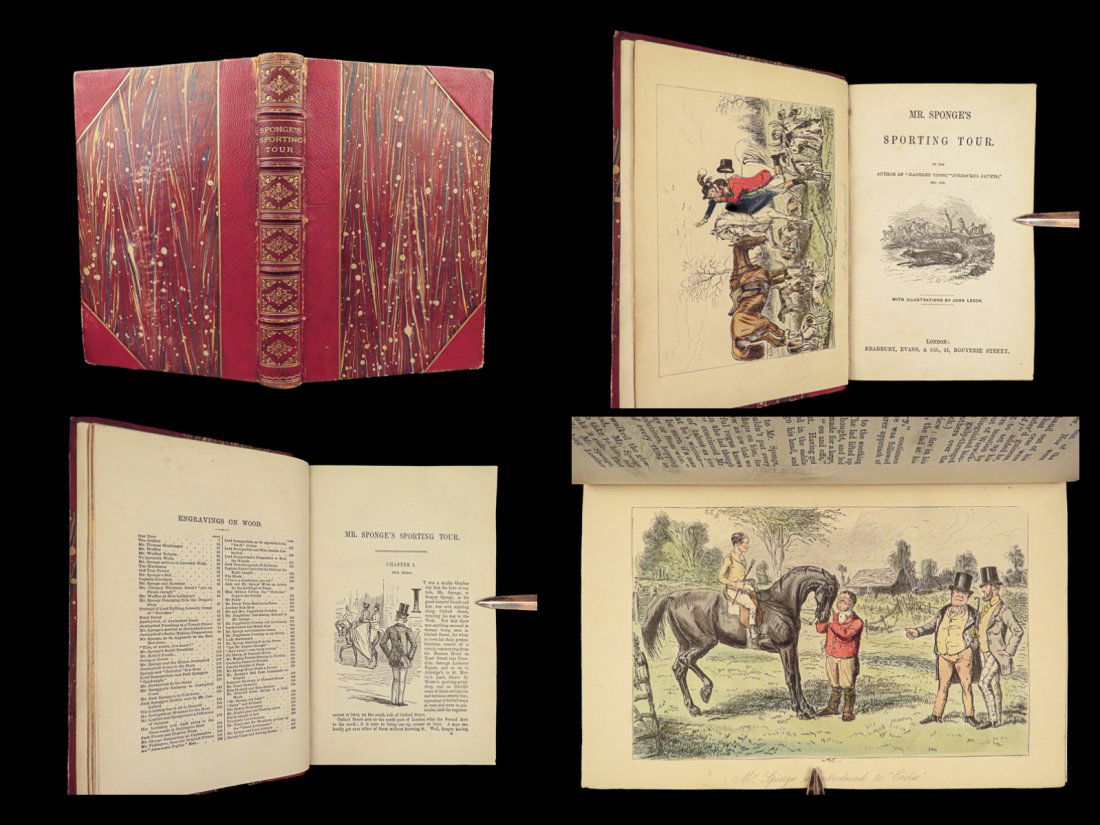 1852 HUNTING Mr Sponges Sporting Tour Horse Riding Surtees Illustrated Leech (1 of 10)