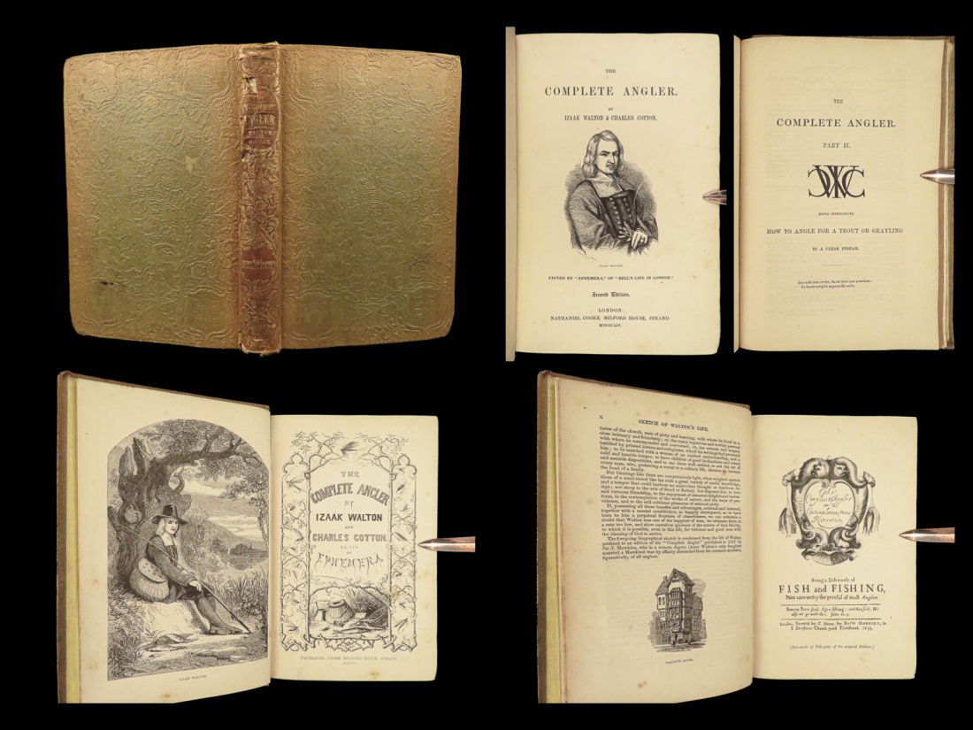 1854 FISHING Izaak Walton The Complete Angler Hunting Illustrated Fish Angling (1 of 10)
