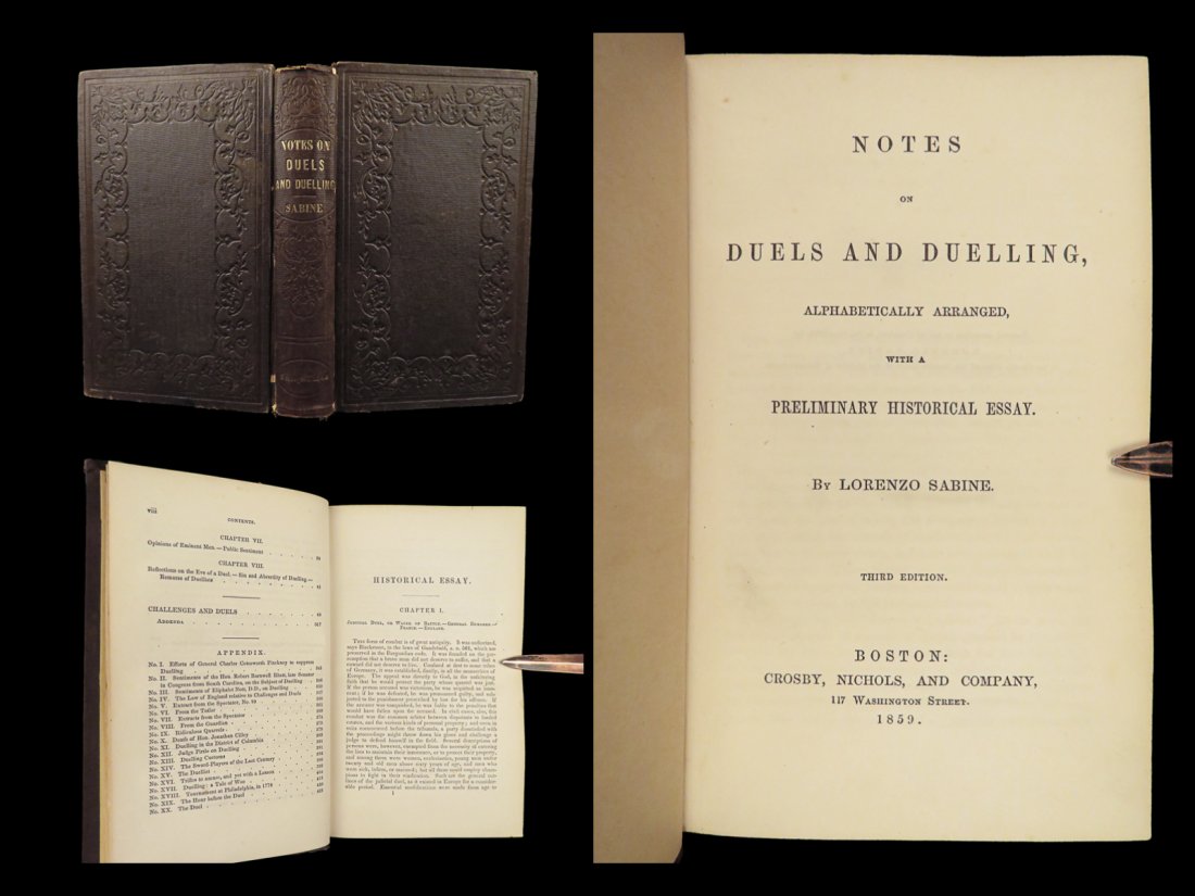 1859 Duels & DUELING Lorenzo Sabine Pistols Swords American Weapons Boston RARE (1 of 10)