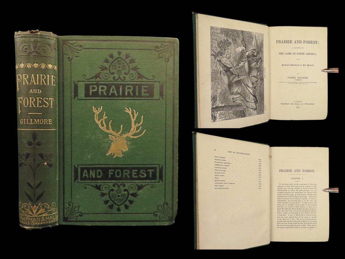 1874 HUNTING 1ed Prairie & Forest Bison Caribou Bison Moose Illustrated Gillmore (1 of 10)