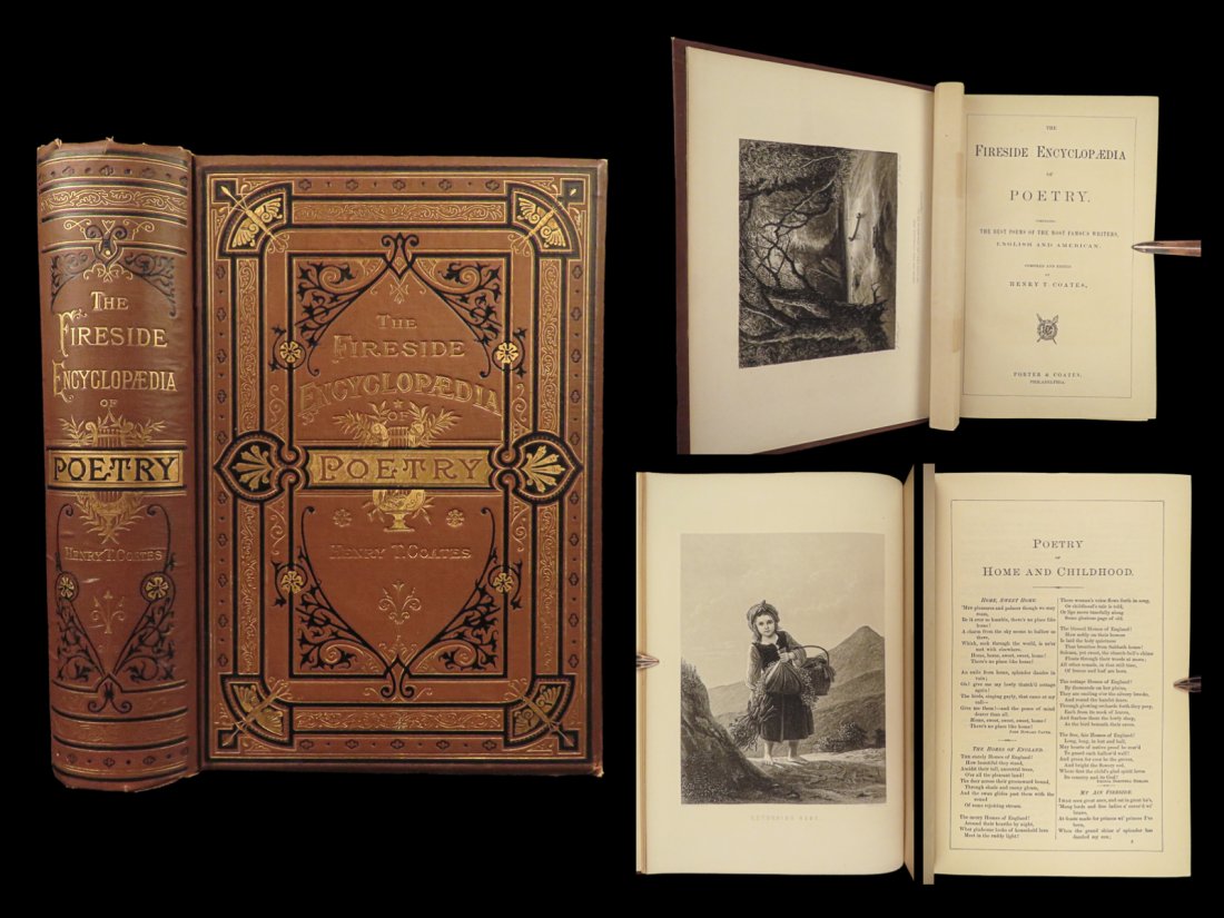 1878 EXQUISITE BINDING Fireside Poetry Longfellow Wordsworth Walter Scott Poems (1 of 10)