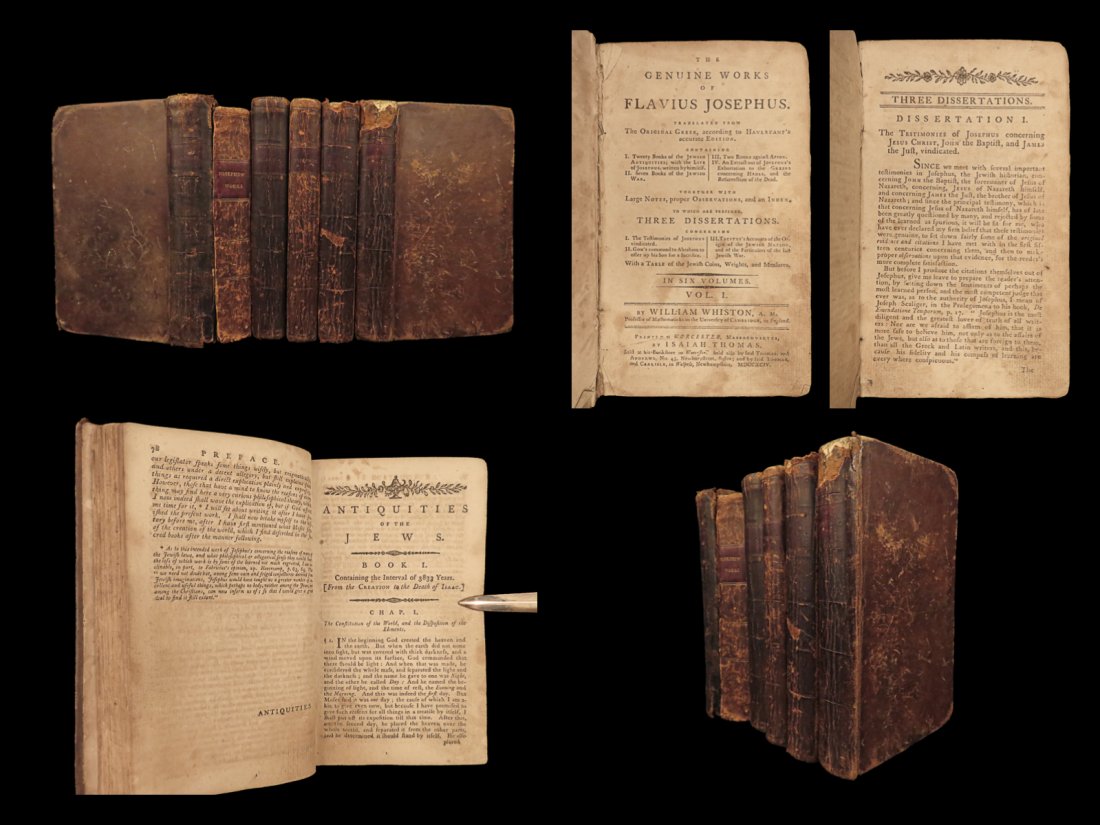 1794 JOSEPHUS Jewish Judaism Antiquities of Jews EARLY USA Isaiah Thomas RARE (1 of 10)