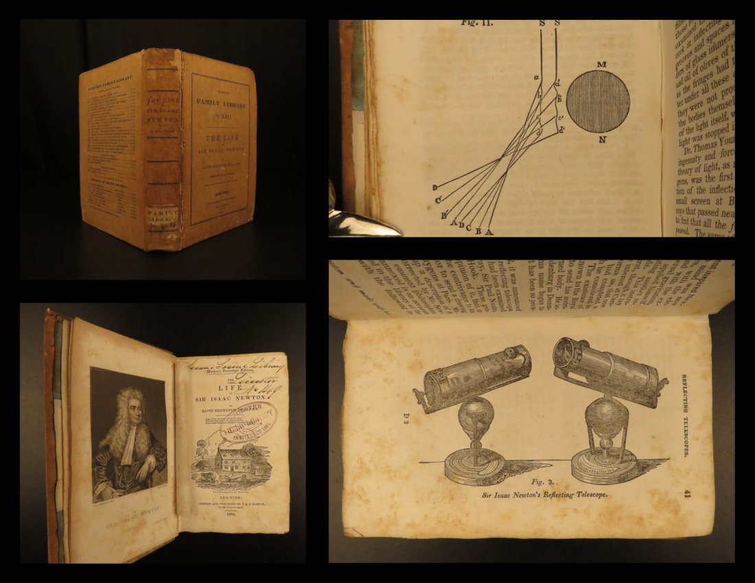 1832 Life of Isaac Newton Science Mathematics Astronomy Harper David Brewster (1 of 10)