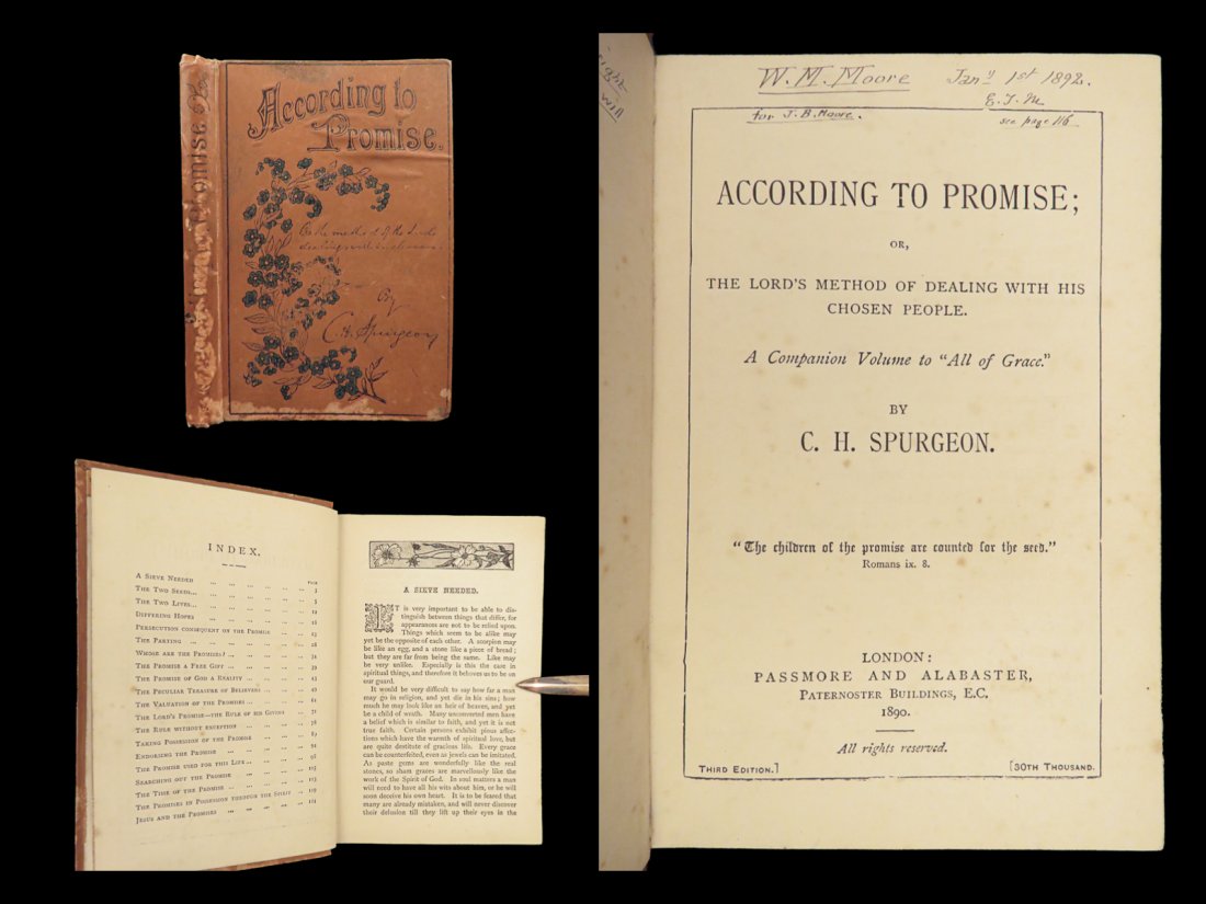 1890 Charles SPURGEON According to Promise All of Grace Bible Baptist Puritan (1 of 10)