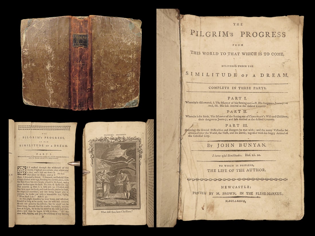 1789 Pilgrims Progress Puritan John Bunyan Allegory Newcastle English ed RARE (1 of 10)