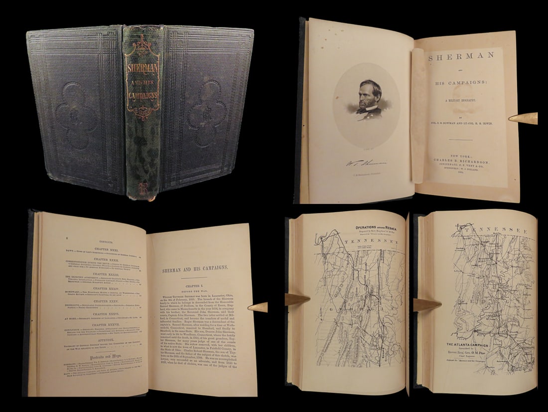 1865 Civil War 1st ed General SHERMAN Campaigns Memoirs Tactics Army MAPS Bowman (1 of 10)
