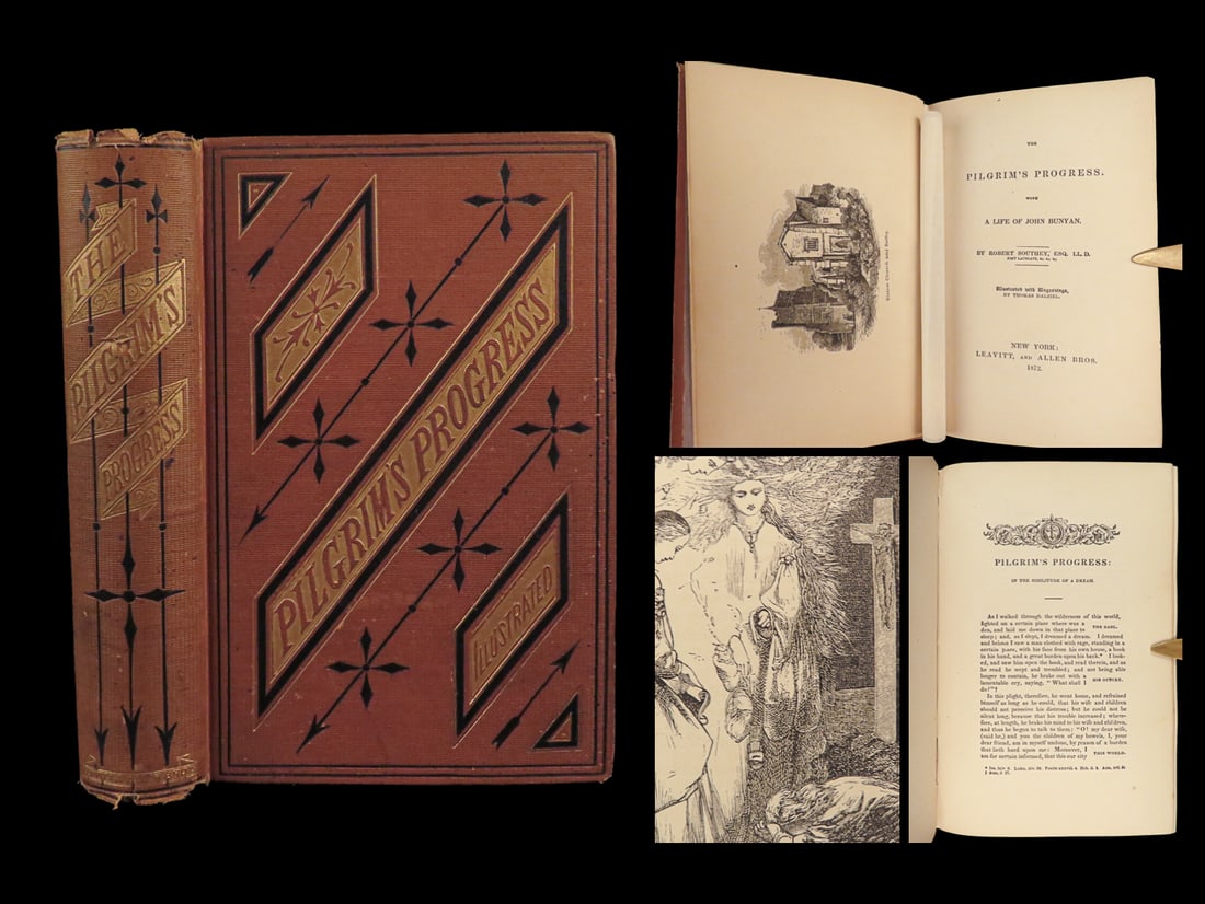 1872 Pilgrims Progress Illustrated Puritan John Bunyan Robert Southey RARE (1 of 10)