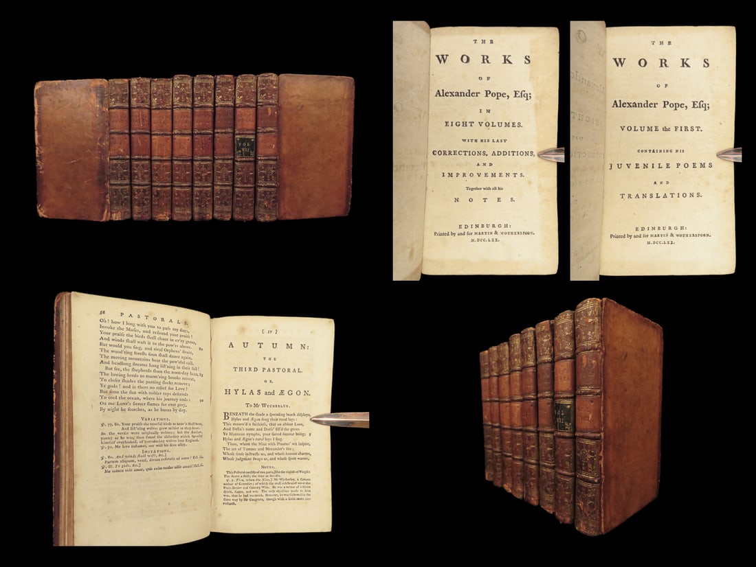 1770 Alexander Pope Complete Work English Literature Dunciad Essays 8v Edinburgh (1 of 10)