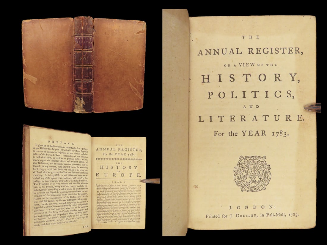 1783 AMERICA Washington Ben Franklin John Adams Annual Register Anglo-French War (1 of 10)