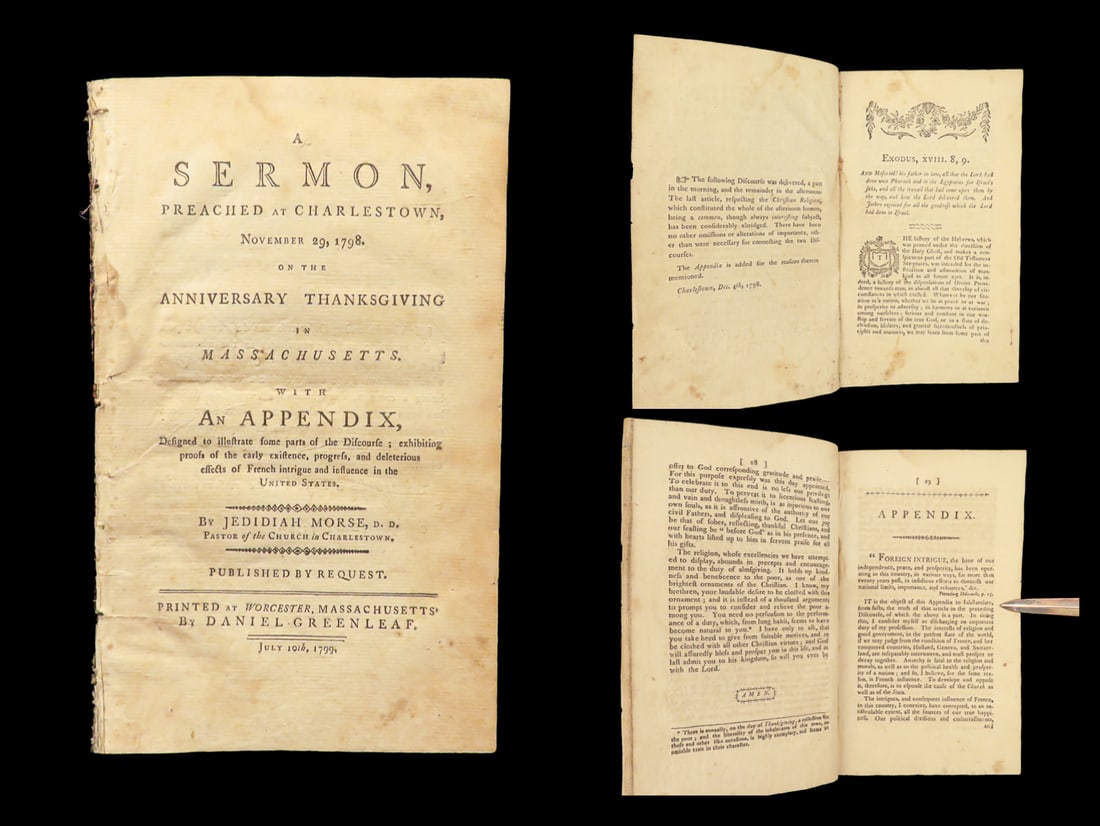 1799 USA Thanksgiving Bible Sermon by Jedidiah Morse French Revolution America (1 of 10)