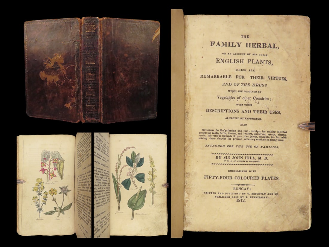1812 HERBAL Medicine 1ed John Hill Plants Flowers Color Illustrated Distillation (1 of 10)