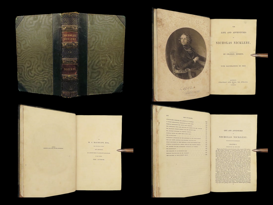 1839 Charles Dickens 1st Nicholas Nickleby Novel Social Satire Illustrated Phiz (1 of 10)
